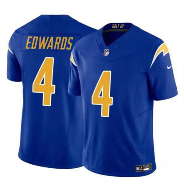 Men & Women & Youth Los Angeles Chargers #4 Gus Edwards Royal 2024 F.U.S.E. Vapor Limited Football Stitched Jersey